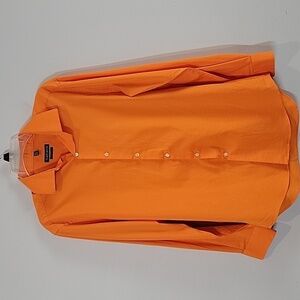 Van Heusen Slim Fit Bright Orange Button Front Halloween Shirt Mens 15 1/2 32/33